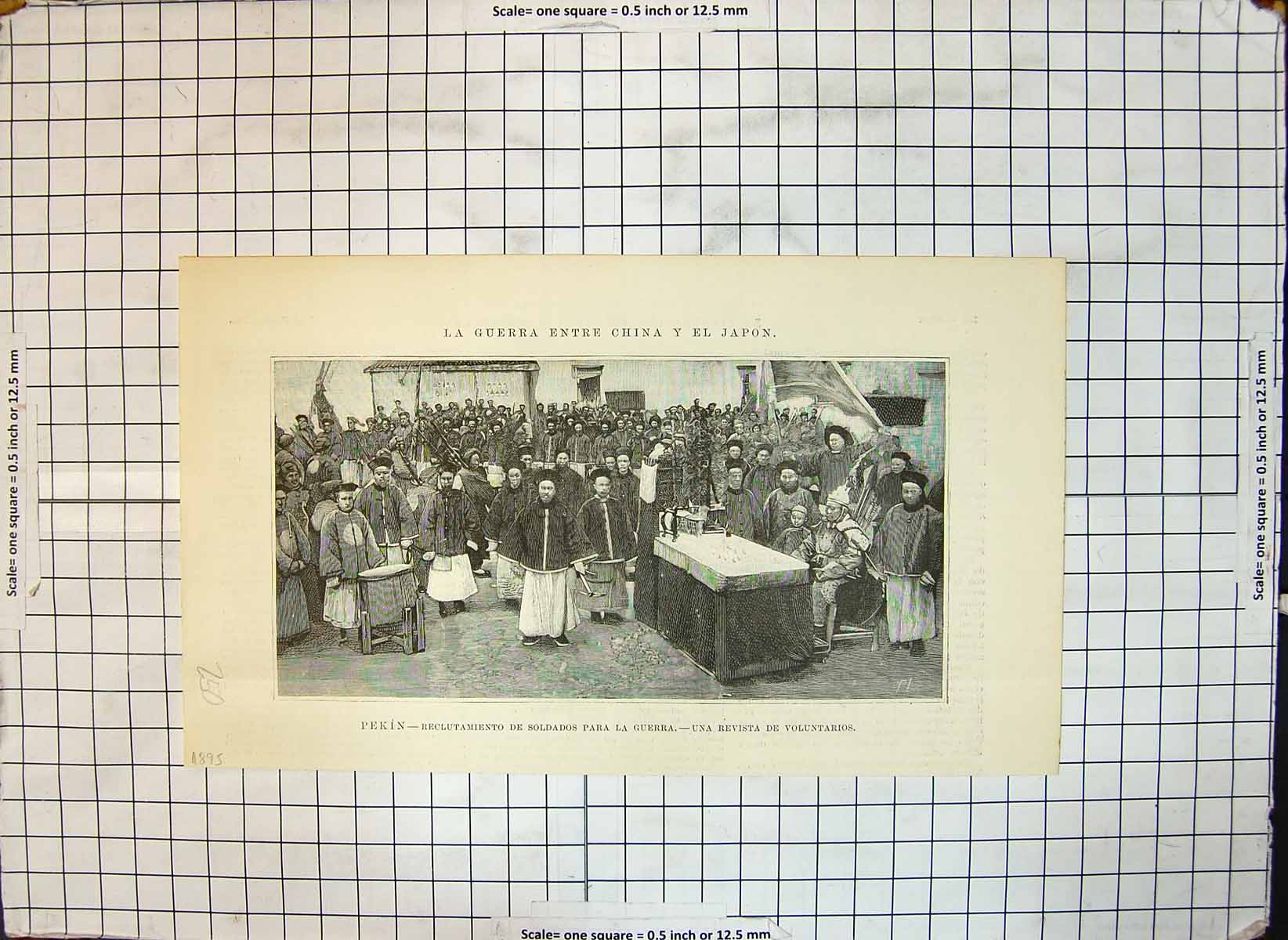 Old Antique Print War Between China Japan Peking Review Volunteers 1895 19th