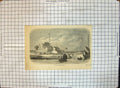 Original Old Antique Print Village Ta Kou China Houses Boats