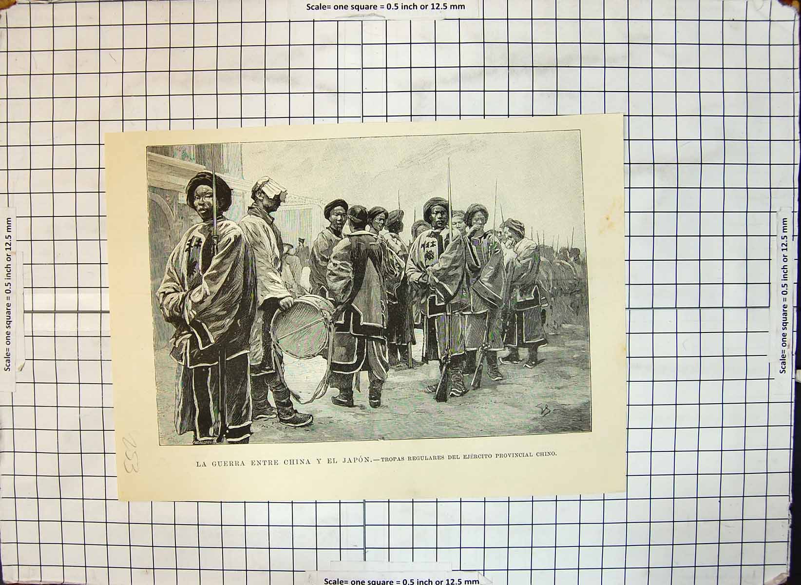Original Old Antique Print War Between China Japan Troops Provincial China