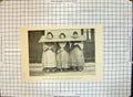 Original Old Antique Print China Three People Heads Through Plank Wood