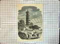 Original Old Antique Print Temple Wamposa Near Canton China
