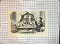 Original Old Antique Print Chinese Opium Smokers Lying On Bench