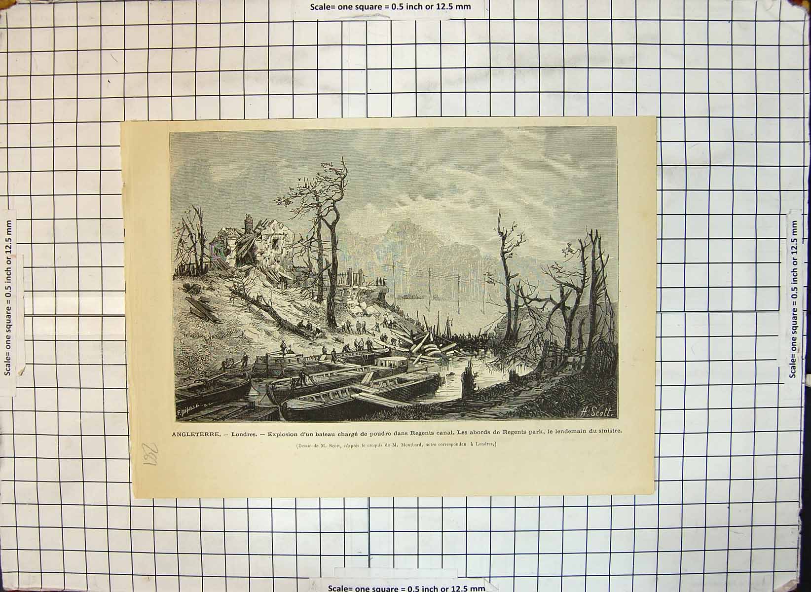 Old London Explosion Powder Charge Regents Canal Damage Regents Park