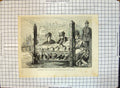 Original Old Antique Print England Policeman Watches Three People Stocks