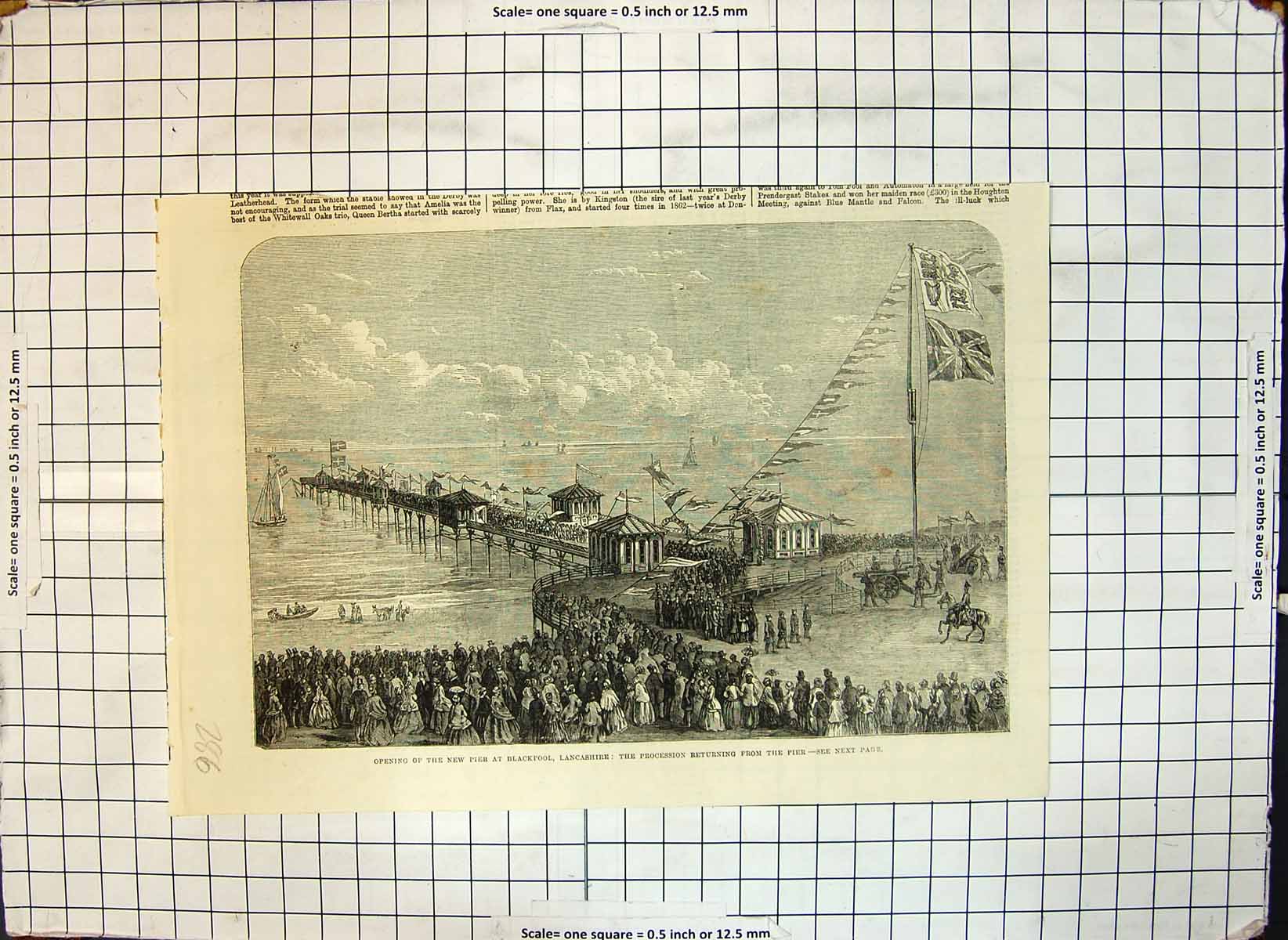 Old Print Opening New Pier Blackpool Lancashire Procession Returning Pier