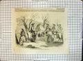 Original Old Antique Print Tartar Outpost Near Peking Camp Horses