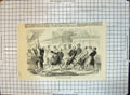 Original Old Antique Print Discharging Opium From The Peking Pulling Ropes