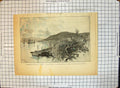 Original Old Antique Print Earthquake Japan Bay Ciudad Damage