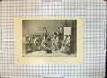 Original Old Antique Print Japanese Customs Young Woman Game Knot Ribbon