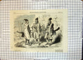 Original Old Antique Print Japanese Warriors Fighting Dress 1864 19th