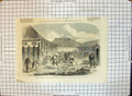 Original Old Antique Print Barracks For British Troops Course Erection Yokohama