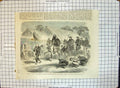 Original Old Antique Print Japan Governor Kanagawa Suite Going To A Fire 1864