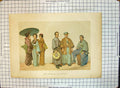 Original Old Antique Print Japanese Colour Women Men Raza Amarilla