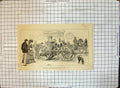 Antique Old Print Fire Engine Used For Extinguising Fires Cart Wheels 1872 19th