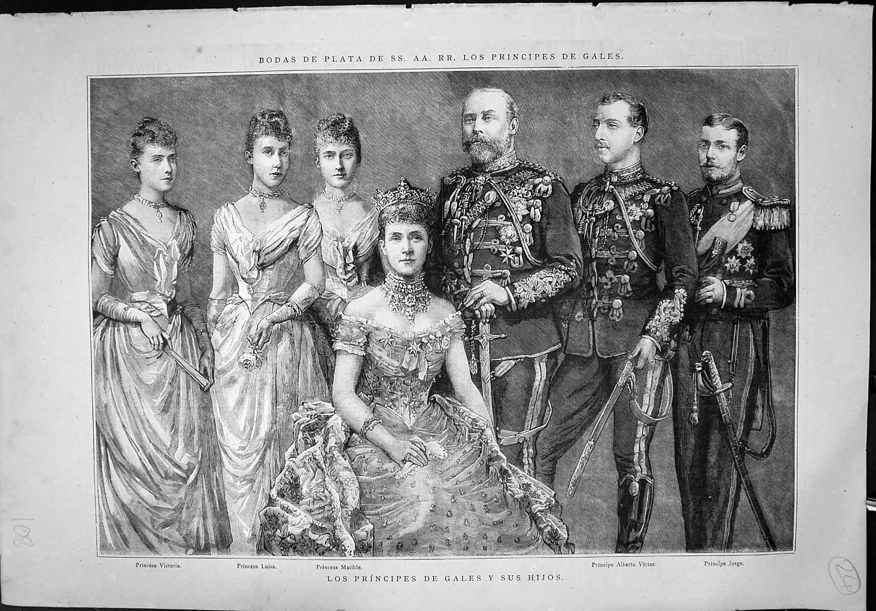 Antique Print Alberto Victor Princesa Matilde Luisa Victoria Principe Jorge