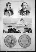 Antique Old Print Generals Sergio Arboleda Ignatieff Explosion Mina Hell Gate