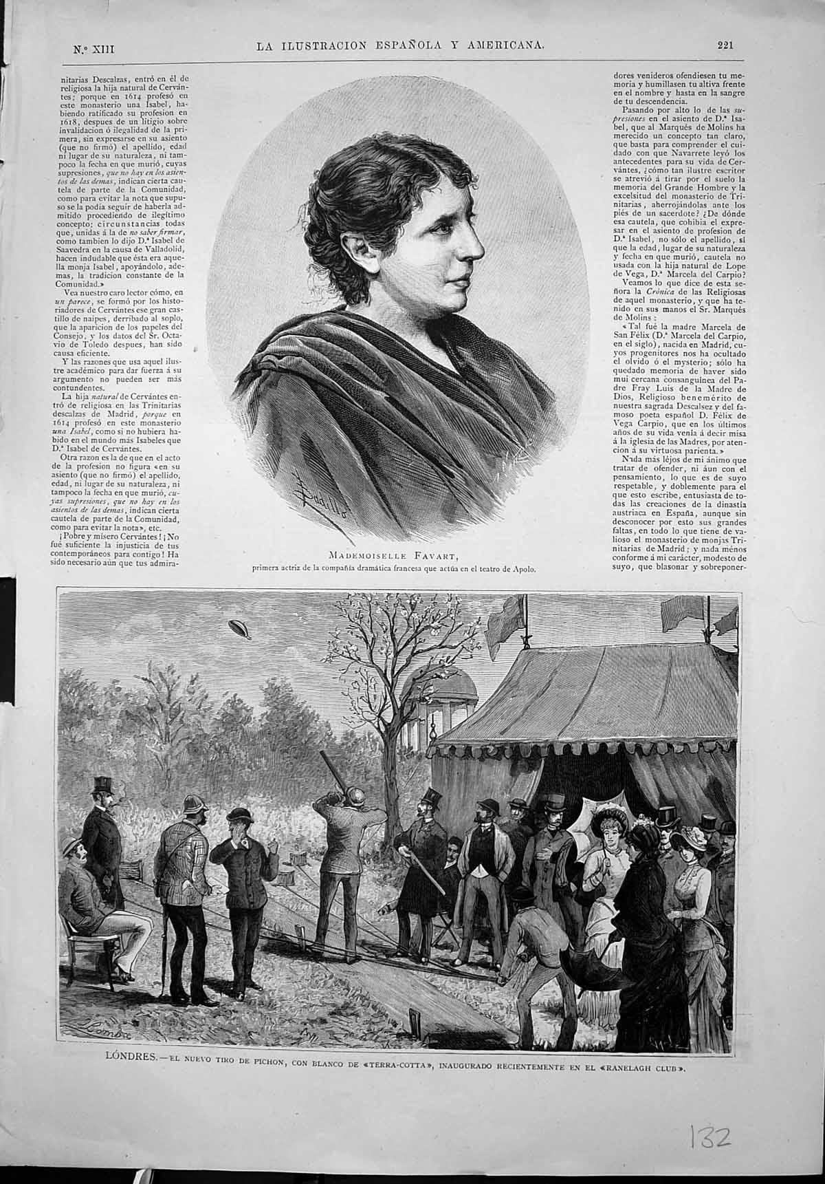 Old Print Mlle Favart Actress Apollo London Shooting Terra Cotta Ranelagh
