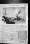 Original Old Antique Print Dover Mr Jonhson Crowd Waving Ship Canal Mancha