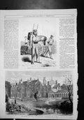 Original Old Antique Print Madrid Mandaderos Publcos Exterior Sandringham House