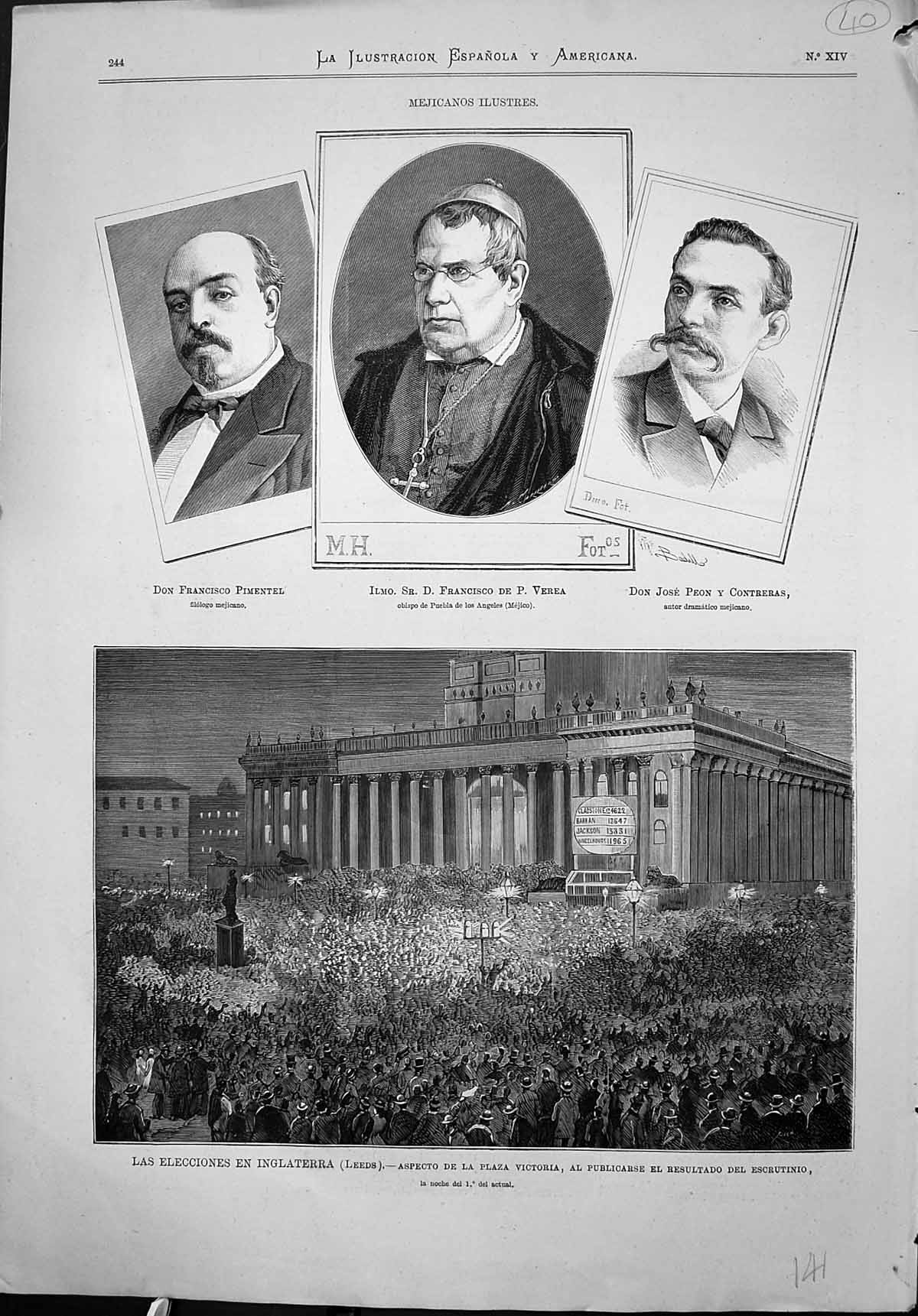 Antique Print Francisco Pimentel De P Verea Elections Leeds Victoria Place