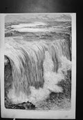 Original Old Antique Print Niagara Falls Pont Suspendu Dessin Historic Times