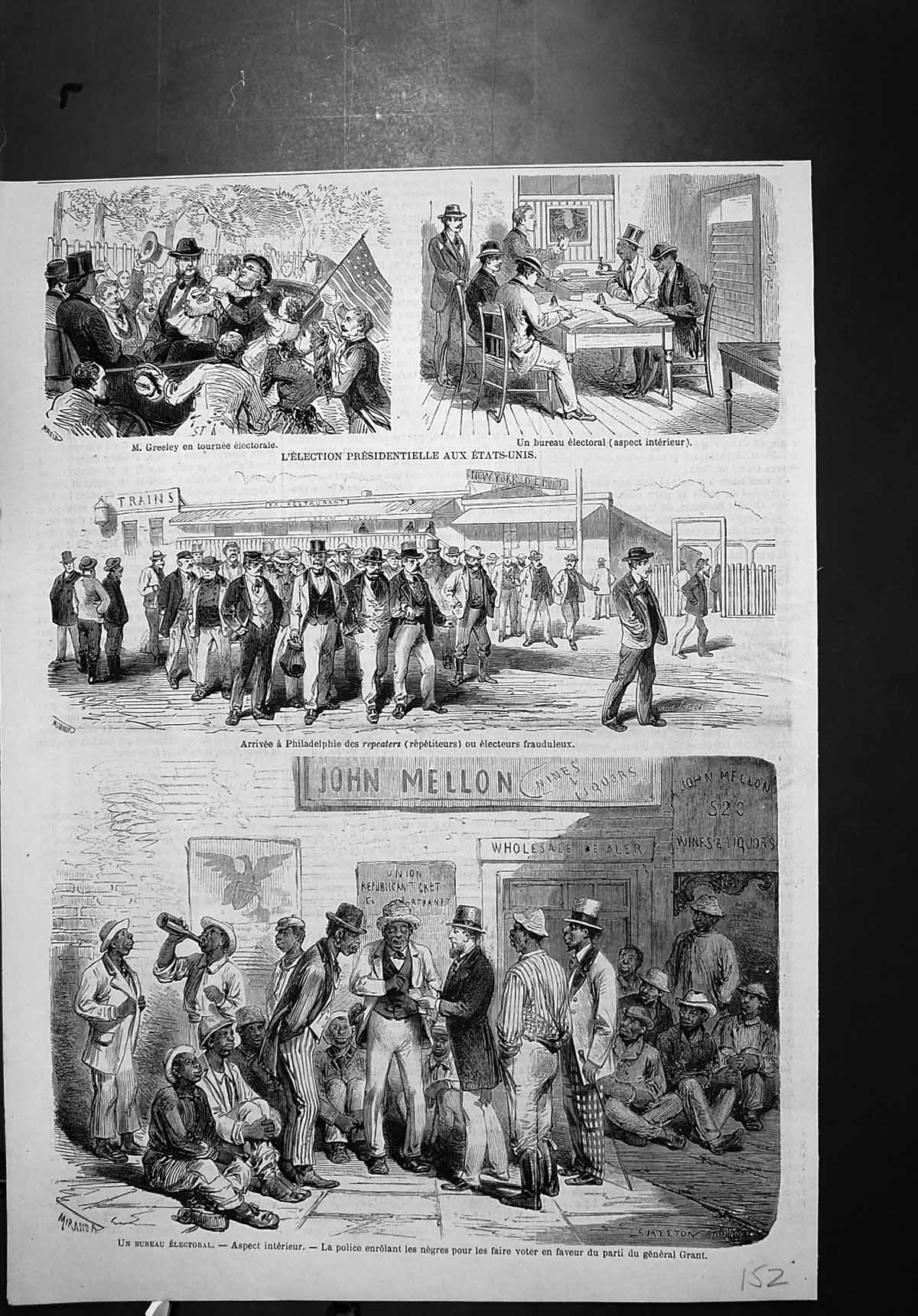 Old Presidential Election U S A Arrival Repeaters Philadelphie Police