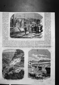 Old Antique Print Trenches Rock Pensylvanie Viaduct Snowfall Train Neige
