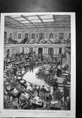 Original Old Antique Print Washington Meeting Session Senado North America 18th