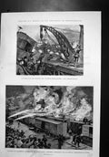 Antique Print Chicago Militants Illinois Huelguistas Waggons Fire Fighters 19th