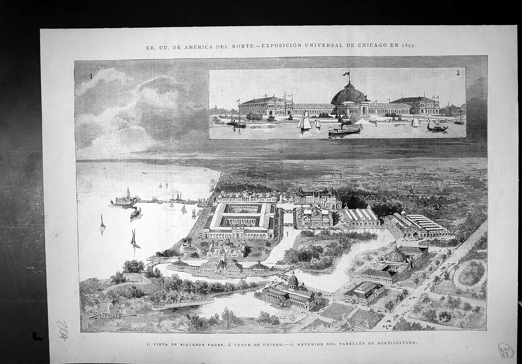 Antique Print Universal Exhibition Chicago 1893 Jackson Park Horticultural 19th