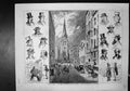 Old Antique Print New York Wall Street Church Bolsa Corredores Characters