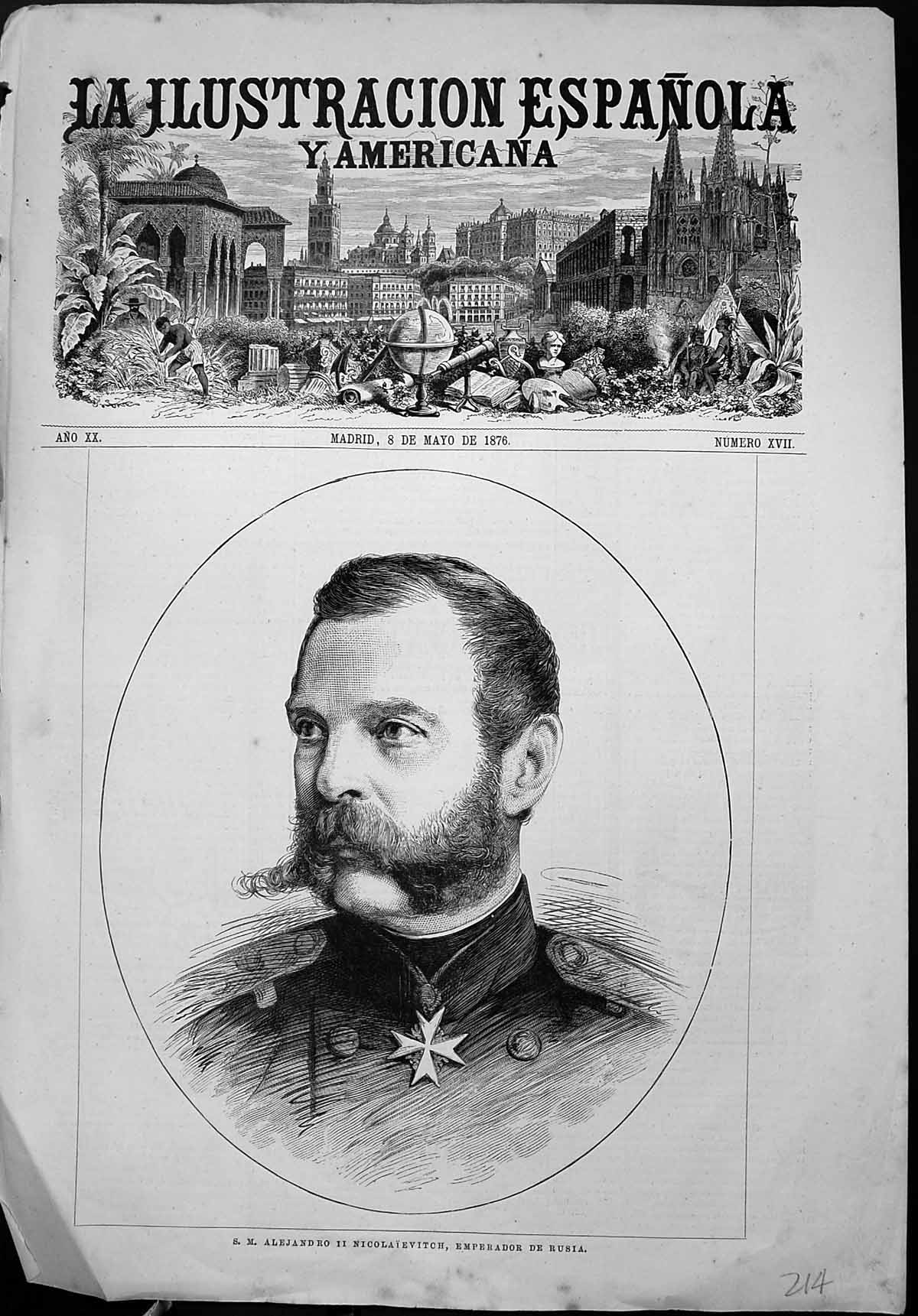 Old Antique Print S M Alejandro 11 Nicolaievitch Emperor Russia Uniform