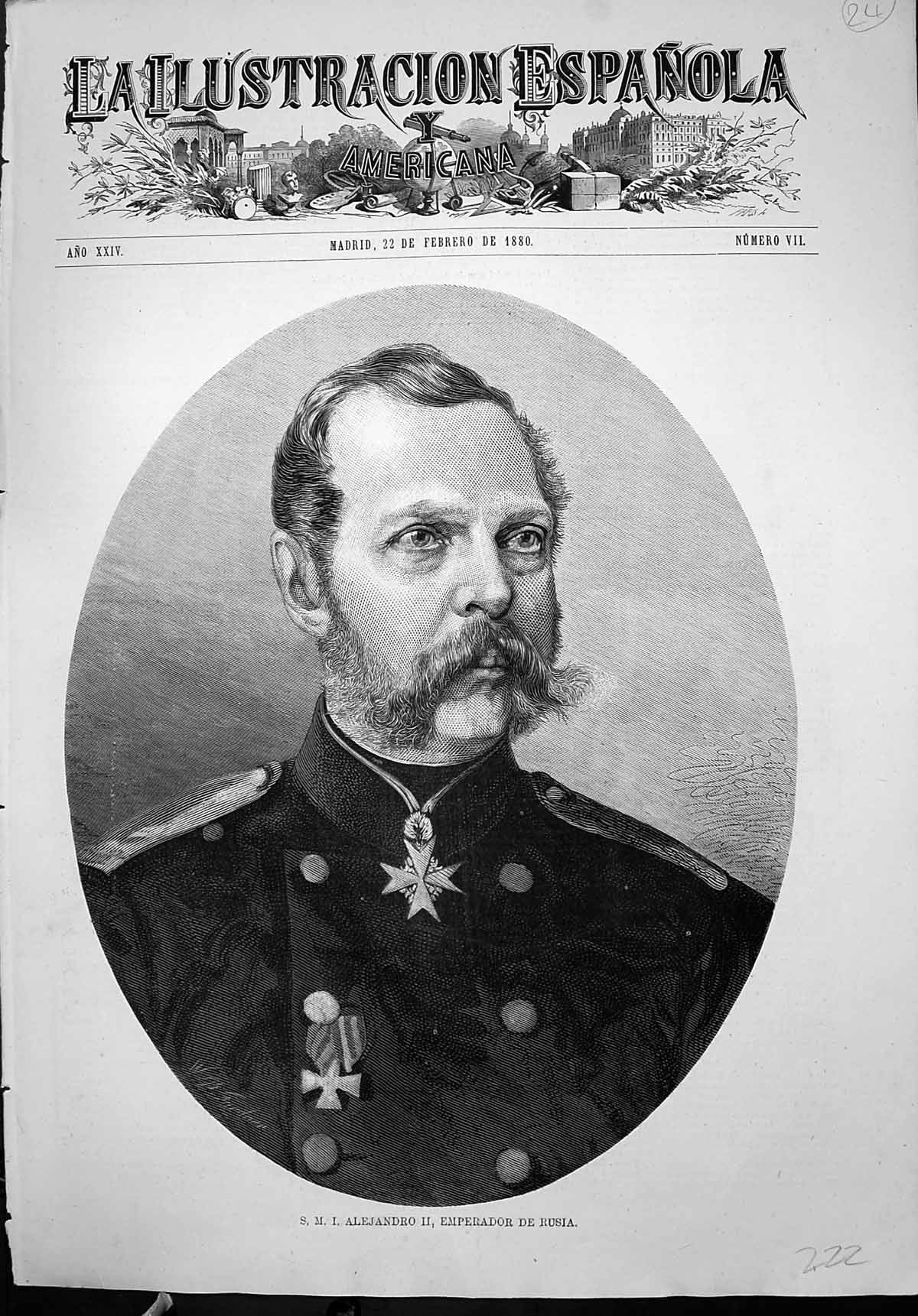 Original Old Antique Print S M I Alejandro 11 Emperor Russia Portrait Uniform