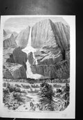 Antique Old Print Falls Yo Semity River Merced California M A Lachapelle 1859