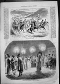 Antique Old Print Escort Princes Georgia Ballet Dancers Lamplight Tchkhmakly