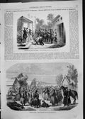 Original Old Antique Print Presentation Ladies Lords Dance In Village Russia