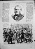 Antique Print M Cardwell Minister War Gladstones Cabinet Leaving Parliament