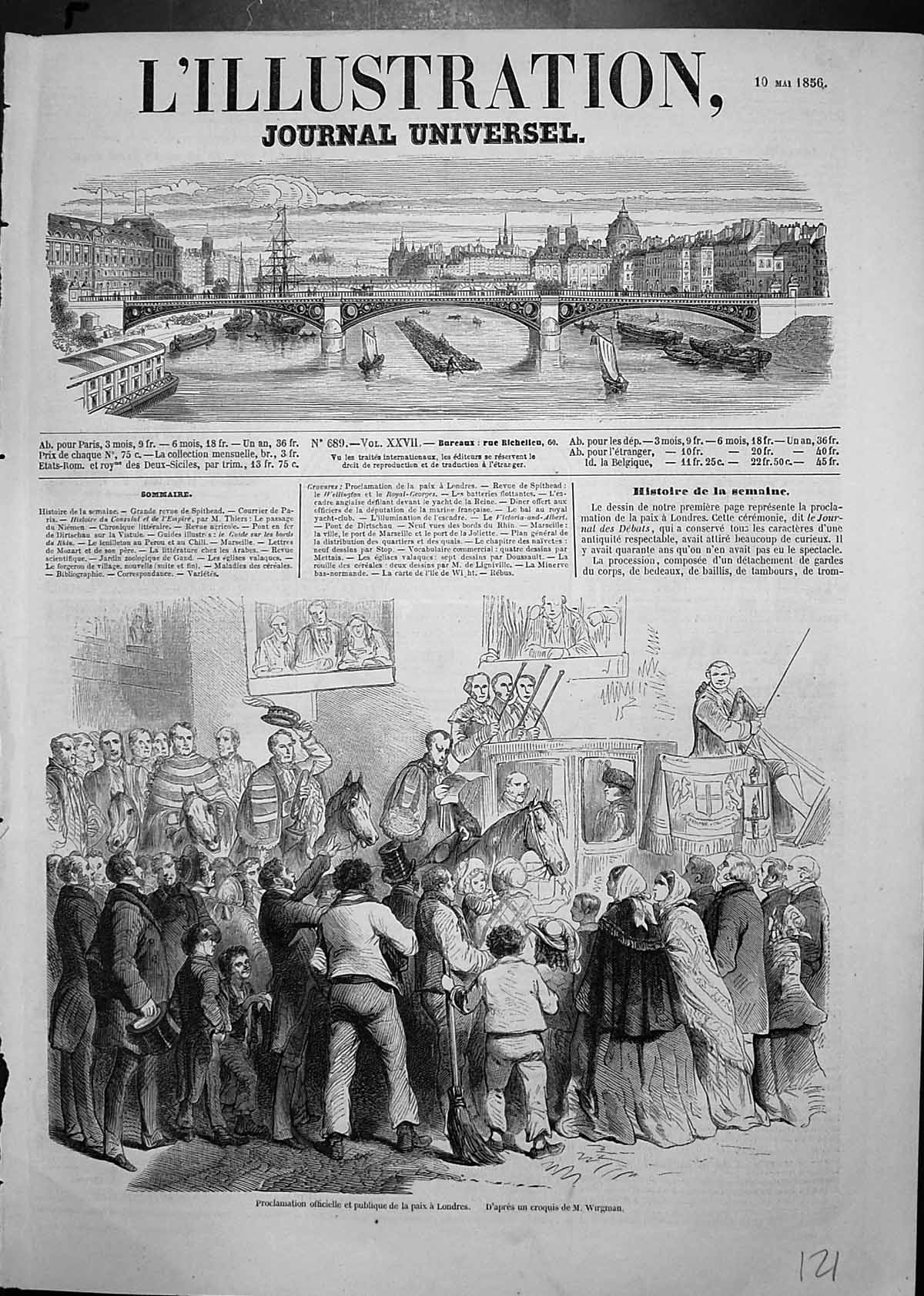 Old Antique Print Ficial Proclamation Public Peace London M Wirgman 1856 19th