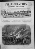 Old Print Catastrophe Coal Mines Barnsley Transporting First Victims 1866 19th