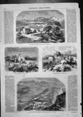 Antique Old Print Village Bezaudun Before Landslide 1856 Church Village After