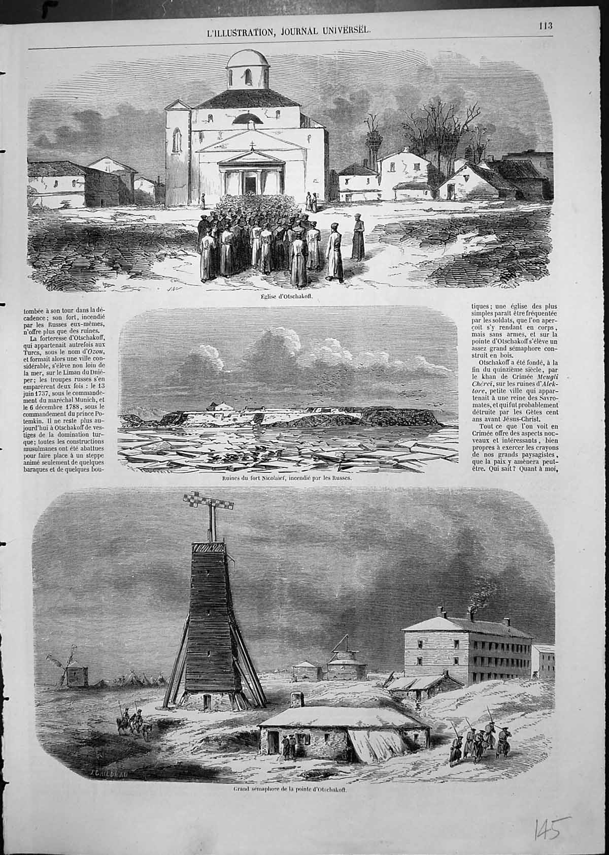Old Signal Point Otschakoff Church Ruins Fort Nicolaief Burnt Russian