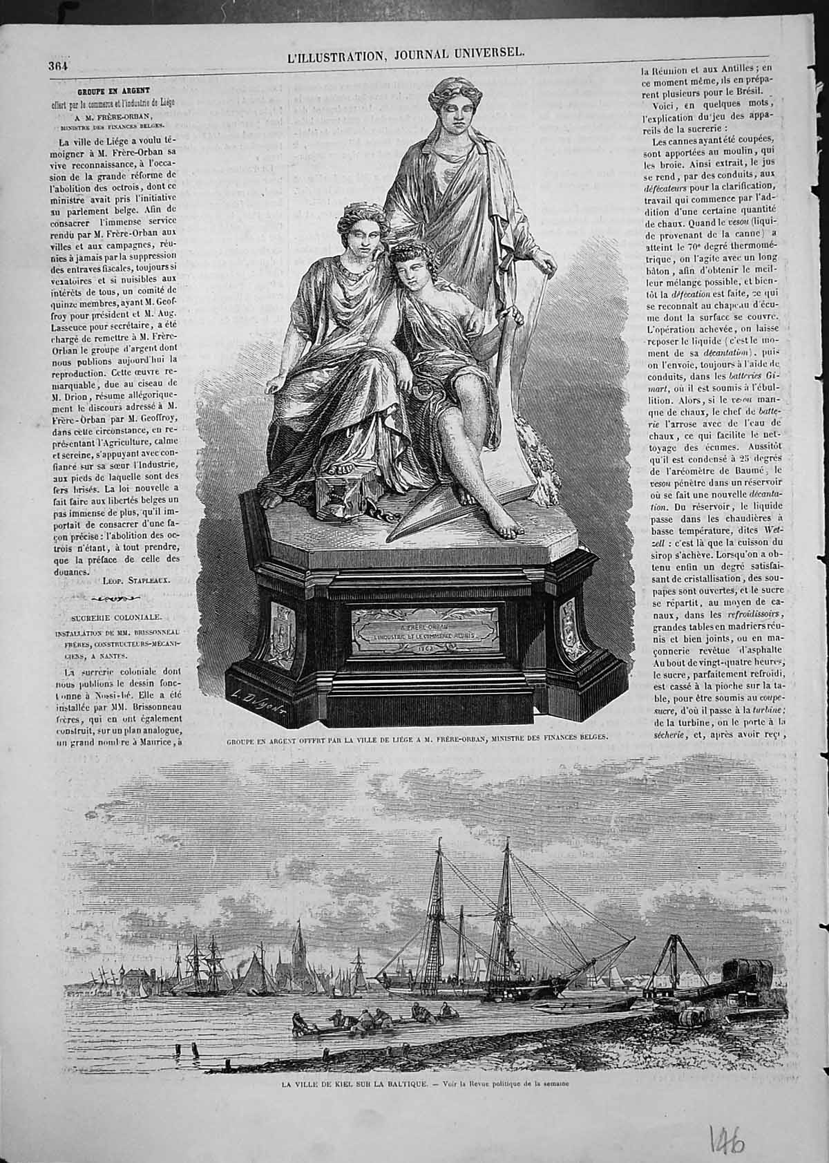 Old Silver Stand Town Liege Friere-Orban Minister Finance Kiel Baltic