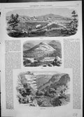 Original Old Antique Print Town Bathurst Camp Ophir Valley Ophir