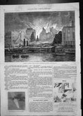 Old Print Flooding London Ruins Cottons Wharf Comet Night 1St July Rebus
