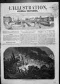 Original Old Antique Print Explosion Gunpowder Island Rhodes 1856 Victorian