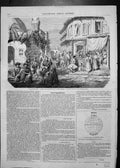 Old Print Drawing Captain Dupouy Street Life Bombay Shops Relaxing Music