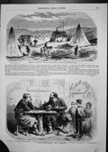Old Antique Print Men Sitting Table Regiment Foreign Legion Camp Crimea
