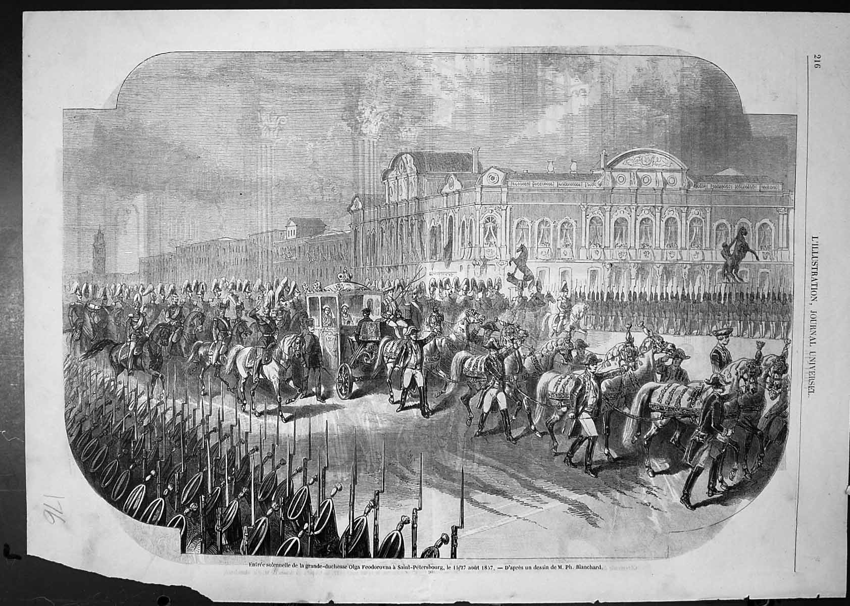 Antique Print Solemn Entry Grand Duchess Olga Feodorovna St Petersburg 1857