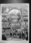 Original Old Antique Print Parade Ceremonial Cortege Signing Treaty Tien Tsing
