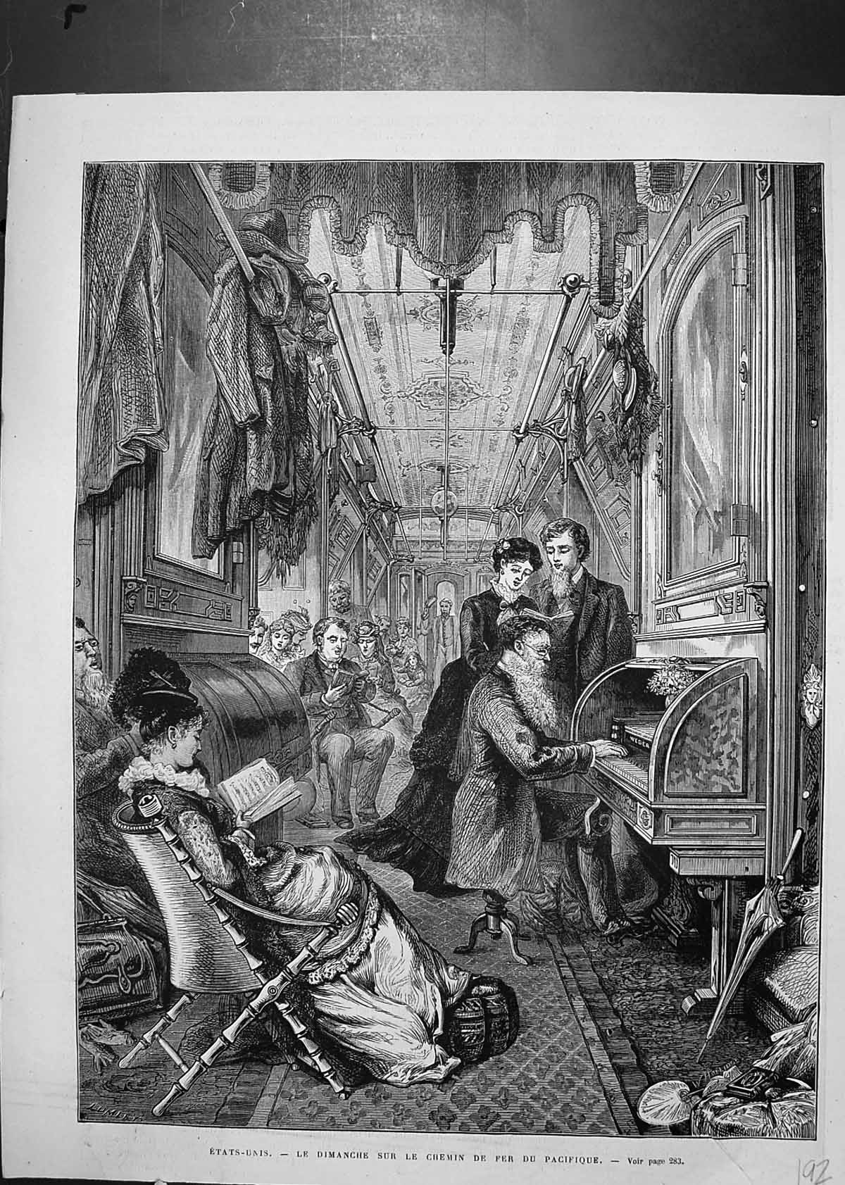 Old United States America Train Pacific Railway Playing Piano Reading 20th